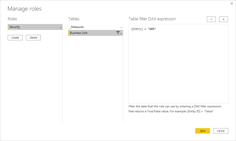 Adding security to a PowerBI report