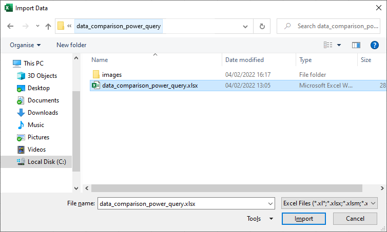 Data comparison layout