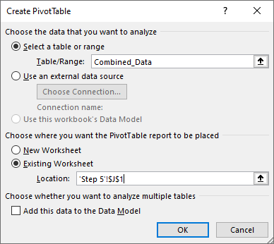 Data comparison layout