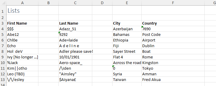 Random data from lists