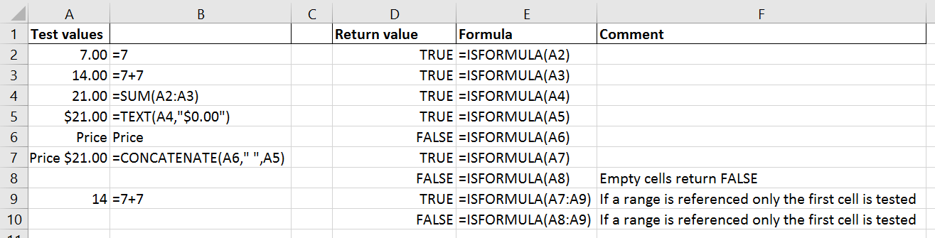 ISFORMULA examples