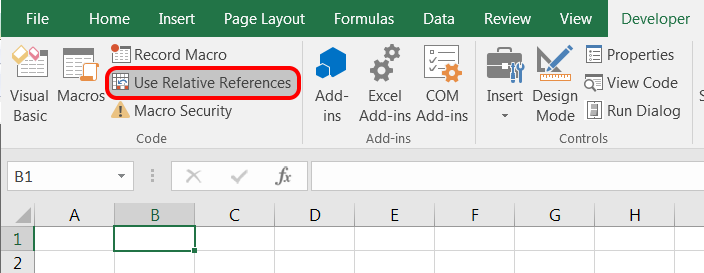 Macro absolute and relative references