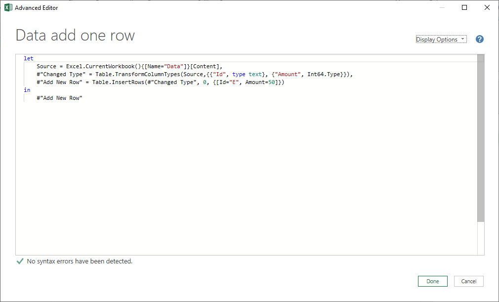 Manually add data to a table