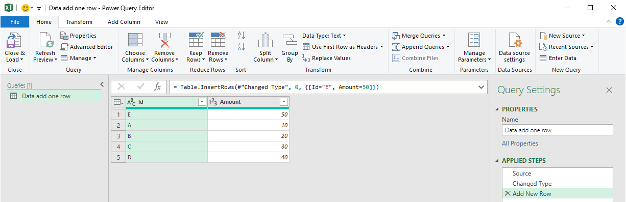 Manually add data to a table