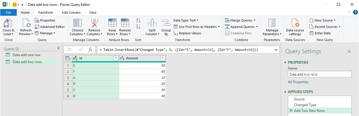 Manually add data to a table