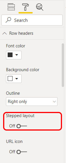 Stepped layout setting