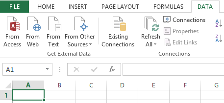 Screenshot of Excel Data tab menu