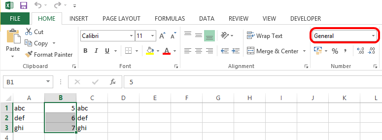 Screenshot of csv file open in Excel