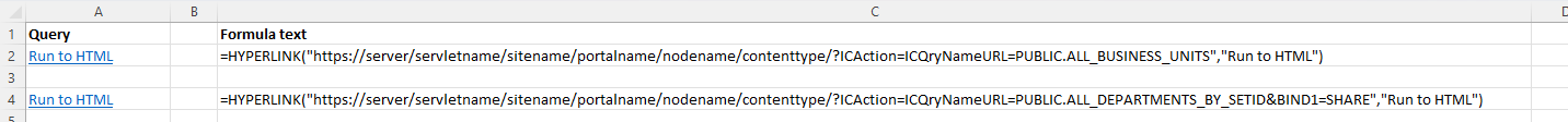 Running queries from Excel links