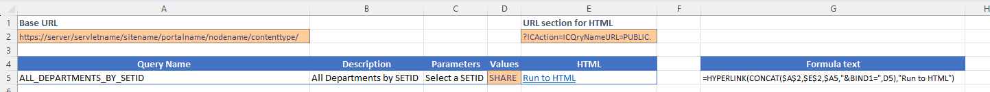 Running queries from Excel links