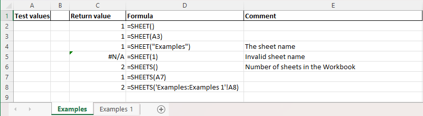 SHEET and SHEETS examples