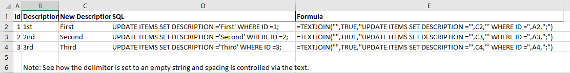 Textjoin example generating SQL