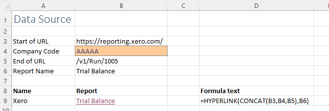 Xero hyperlink to reports