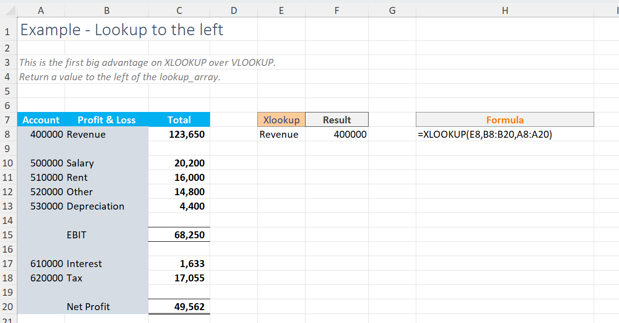 XLOOKUP example